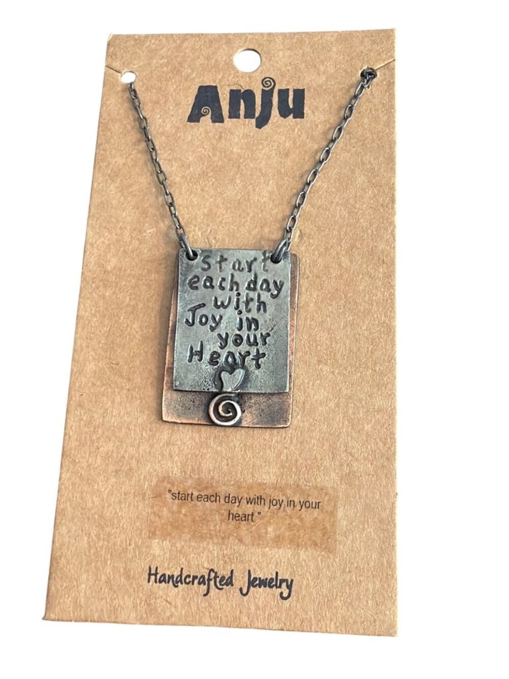 Anju Handcrafted Metal Inspirational Pendant Necklace Start Day With Joy New
